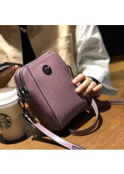 Genuine Leather Mobile Phone Cover Women Messenger Bag Cowhide 2022 Shoulder Bag Oil Wax Skin Small Square Box Purses Crossbody