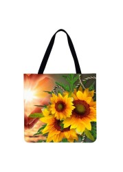 Sunflower Printed Casual Ladies Shopping Shoulder Bags Large Capacity Tote Bags Eco Shopping High Quality Folding Bags