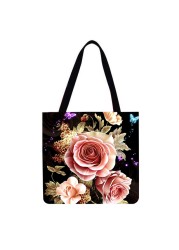 Sunflower Printed Casual Ladies Shopping Shoulder Bags Large Capacity Tote Bags Eco Shopping High Quality Folding Bags