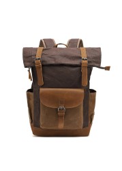 Classic Canvas Backpack For Men Canvas Leather Backpack For Hiking Travel School Backpack