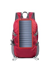 Foldable solar panel backpack camping bag with 5V power supply 6.5W solar panel for charging mobile phones