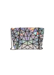 Women's Chain Handbag, Laser Folded PU Leather Handbag, Famous Geometric Design Shoulder Bag, Raindrop Carry Bag, 2020