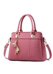 Women Handbags Tassel PU Leather Bag Top-Handle Embroidery Crossbody Bag Shoulder Handbags