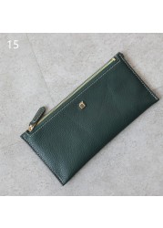 Women's Genuine Leather Long Wallet With Card Holder Fashion Clutch High Quality Zipper Bag