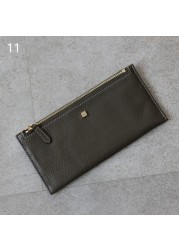 Women's Genuine Leather Long Wallet With Card Holder Fashion Clutch High Quality Zipper Bag