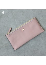 Women's Genuine Leather Long Wallet With Card Holder Fashion Clutch High Quality Zipper Bag