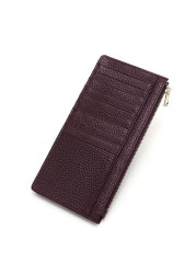 Simple Ultra-thin Coin Purse Ladies Leather Long Zip Wallet First Layer Cowhide Large Capacity Card Holder Wallet