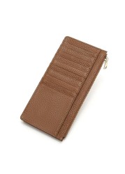 Simple Ultra-thin Coin Purse Ladies Leather Long Zip Wallet First Layer Cowhide Large Capacity Card Holder Wallet