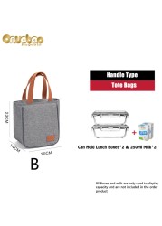 Thermal lunch bag for men and women gray Oxford cloth aluminum foil insulation multi-size shoulder bag waterproof camping bag