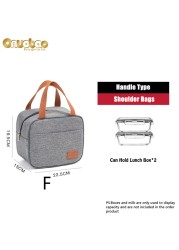 Thermal lunch bag for men and women gray Oxford cloth aluminum foil insulation multi-size shoulder bag waterproof camping bag