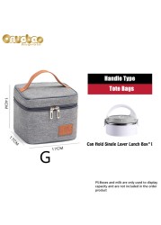 Thermal lunch bag for men and women gray Oxford cloth aluminum foil insulation multi-size shoulder bag waterproof camping bag