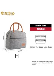 Thermal lunch bag for men and women gray Oxford cloth aluminum foil insulation multi-size shoulder bag waterproof camping bag