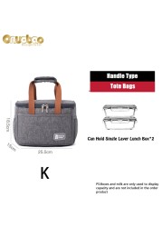 Thermal lunch bag for men and women gray Oxford cloth aluminum foil insulation multi-size shoulder bag waterproof camping bag