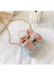 Korean Style Mini Handbags For Women Cute Bow Princess Tote Bag For Toddler Girls Party Shoulder Bag Gift