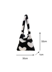 Fashion Ladies Furry Plush Shoulder Bag Women Fashion Cow Pattern Shoulder Crossbody Casual Female Hit Color Soft Messenger Bag