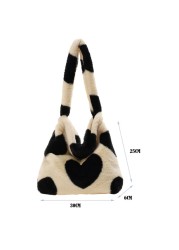 Fashion Ladies Furry Plush Shoulder Bag Women Fashion Cow Pattern Shoulder Crossbody Casual Female Hit Color Soft Messenger Bag