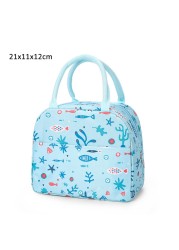 High Capacity Portable Lunch Bags For Men Women Picnic Travel Oxford Waterproof Kids Bento Cooler Bags Print Insulation Package