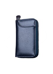 PU Leather Men Women Key Wallet Card Holder Car Housekeeper Coin Purse Keychain Zipper Key Bag With Key Rings