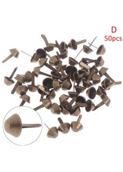 50pcs Punk Rock Rivets 12mm Metal Crafts Purse Feet Rivets Studs Pierced For Purse Handbag Leather Bag DIY Accessories