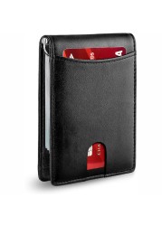 Minimalist Slim Wallet for Men with Money Clip RFID Blocking Front Pocket Credit Card Holder Thin Leather Men Wallets