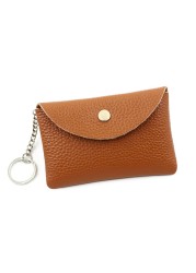 Women Small Coin Purse PU Leather Small Card Cash Card Holder Wallet with Keyring Female Girls Casual Solid Color Money Changing Bag