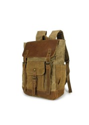 Men's Waterproof Leather Backpack Laptop Backpack Vintage Style Large Capacity Travel School Military Backpack