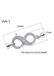 Silver 925 plated platinum inlaid pearl bracelet necklace multi-row double row connection buckle DIY jewelry accessories