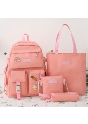 4pcs sets canvas school bags for teenage girls women backpack canvas kids primary school bag college student laptop bags