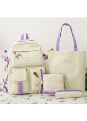 4pcs sets canvas school bags for teenage girls women backpack canvas kids primary school bag college student laptop bags