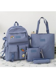 4pcs sets canvas school bags for teenage girls women backpack canvas kids primary school bag college student laptop bags