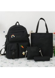 4pcs sets canvas school bags for teenage girls women backpack canvas kids primary school bag college student laptop bags