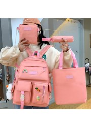 4pcs sets canvas school bags for teenage girls women backpack canvas kids primary school bag college student laptop bags