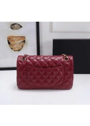 2022 classic luxury designer women classic leather flap diamond checked chain strap shoulder bag European brand sheepskin