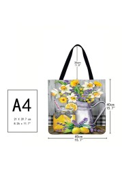 Practical Linen Square Shopping Bag Casual Ladies Daily Shopping Bag Large Capacity Storage Household Handbags