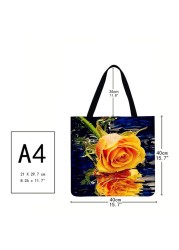 Practical Linen Square Shopping Bag Casual Ladies Daily Shopping Bag Large Capacity Storage Household Handbags