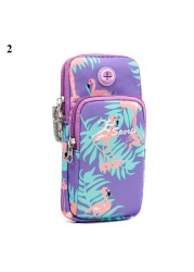 Mobile Phone Arm Bag Flamingo Flower Print Outdoor Sports Running Armband Handbag Holder Bag Gym Pouch for iPhone 12 11 Pro Max