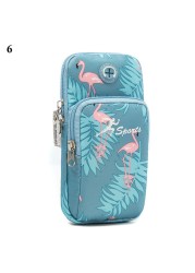 Mobile Phone Arm Bag Flamingo Flower Print Outdoor Sports Running Armband Handbag Holder Bag Gym Pouch for iPhone 12 11 Pro Max