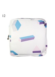 Women Portable Sanitary Napkin Storage Bag Cotton Travel Makeup Bag Printed Literary Zipper Purse Sundries Cosmetic Organizer