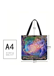 Casual Ladies Tote Bag Constellation Printed Pattern Design Travel Large Capacity Linen Female Exquisite Shopping Bag