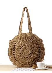 summer woven shoulder bag woman beach circular straw hand knitting large capacity shopper handbag travel shopping bag women bag