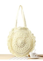 summer woven shoulder bag woman beach circular straw hand knitting large capacity shopper handbag travel shopping bag women bag