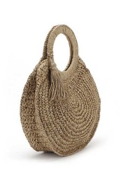 Rattan straw summer women's bag fashion woven circular ladies large capacity travel woman luxury handmade fashion handbag