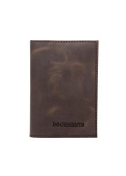 Khaki Russian Crazy PU Leather Smooth Auto Driving License Cover Bag for Car Driving Documents Credit Card Holder