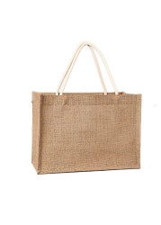 Jute Tote Bags Burlap Reusable Beach Grocery Shopping Bag With Handle Large Capacity Travel Storage Organizer For Women