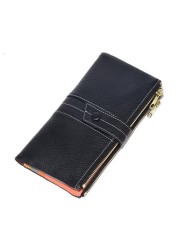 2022 New Korean Women's Wallet Long Large Capacity Zipper Two Fold Clutch Bag Female Leather Wallet