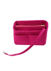 Felt Insert Bag Purse Organizer With Detachable Zipper Purse Key Chain Multipurpose Carry Bag Shaper Cosmetic Makeup Storage