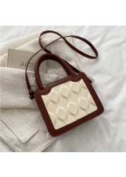 PU Women Biscuit Embossing Handbags Top-handle Hit Color Messenger Shoulder Bags for Women Outdoor Shopping Traveling