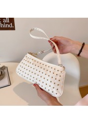 Women Leather Handbag Fashion Rivet Female Crossbody Bags New Clutch Street Fashion Simple Designer Handbag Luxury Female Bag