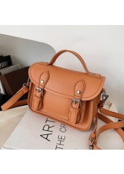 Vintage Messenger Bag Women Buckle Flap Small Shoulder Bag Luxury Brand Crossbody Bag PU Leather New Designer Female Bag