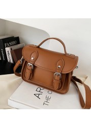 Vintage Messenger Bag Women Buckle Flap Small Shoulder Bag Luxury Brand Crossbody Bag PU Leather New Designer Female Bag